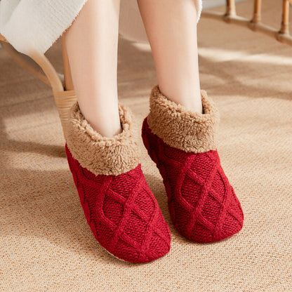 Unisex Non-slip Winter Slipper Socks Plain Colour