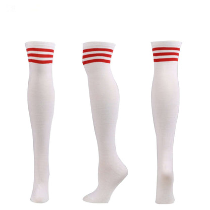 Over The Knee Long Stockings Cosplay Socks Strip Women - 3 Pairs