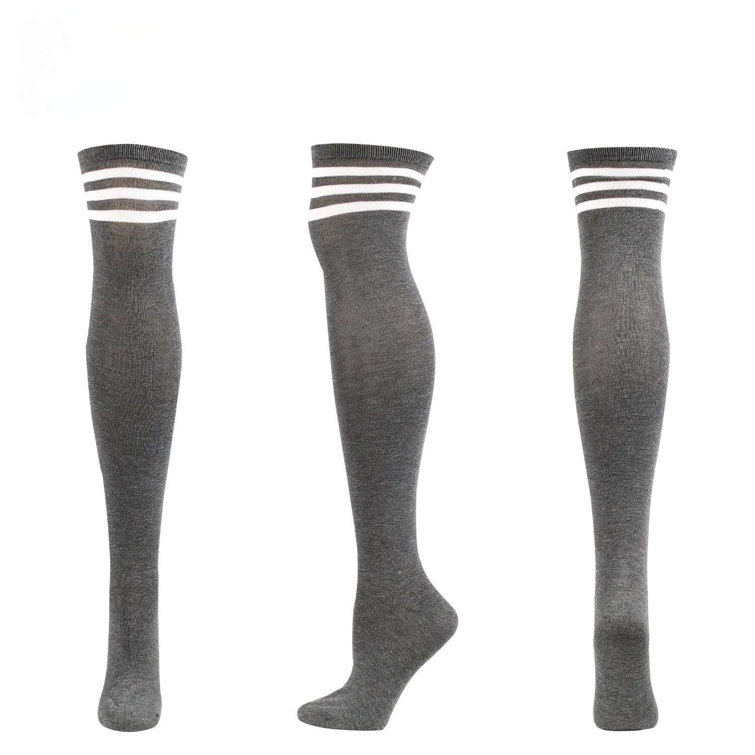 Over The Knee Long Stockings Cosplay Socks Strip Women - 3 Pairs