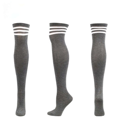 Over The Knee Long Stockings Cosplay Socks Strip Women - 3 Pairs