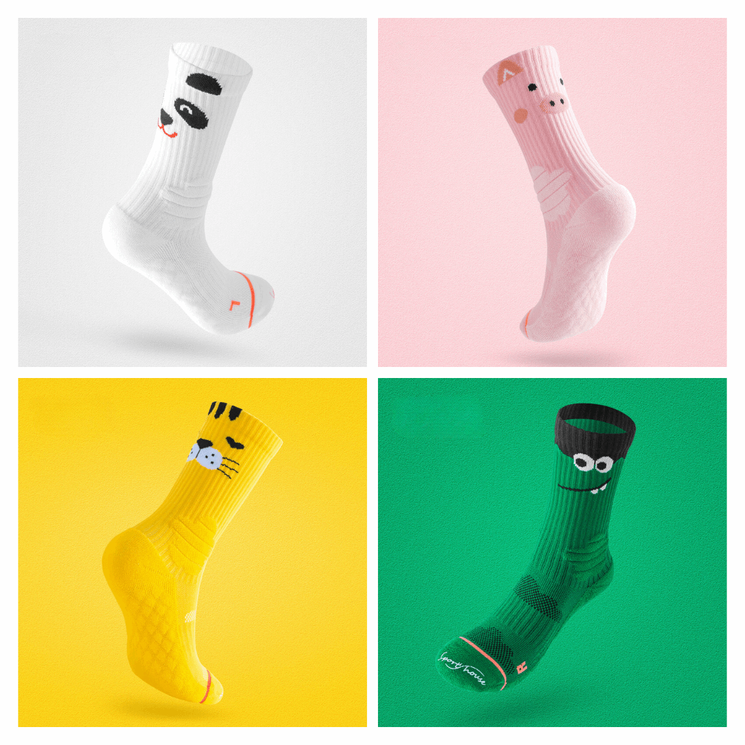 Animal-themed performance socks - 2 Pairs